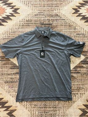 FootJoy Men's NWT Charcoal Heather Performance Polo Espolon Tequila